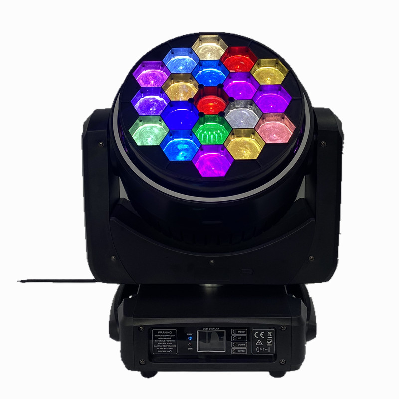 led旋转透镜19*40W大蜂眼变焦摇头灯DMX舞台灯光带外环dj灯光效果 