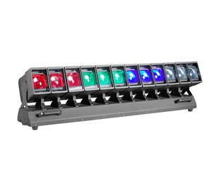 Nyu Arriv 12*60W LED ful-kɔlɔ layt 4-in-1 poɛnt kɔntrol LED muv ed matris bim bar layt fɔ nayt klab mared sho 
